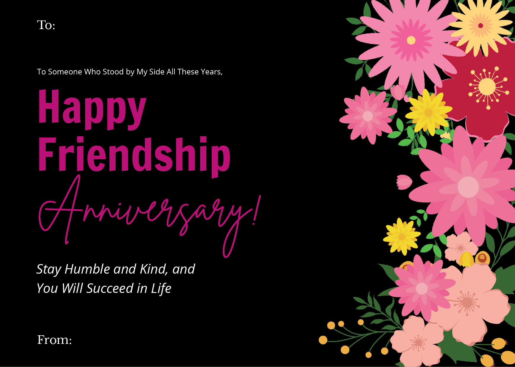 Blank Flower Greeting Card Template