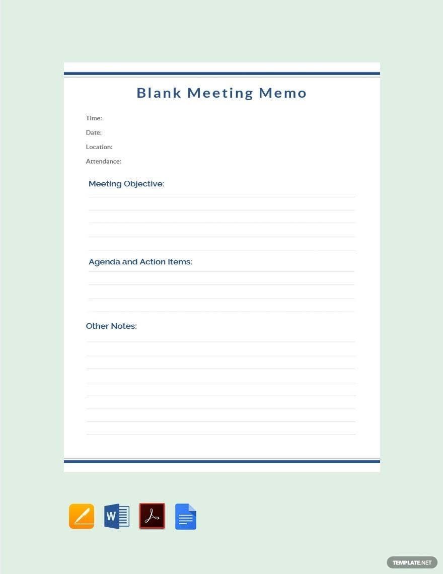 Blank Meeting Memo Template in Pages, Word, PDF, Google Docs - Download | Template.net