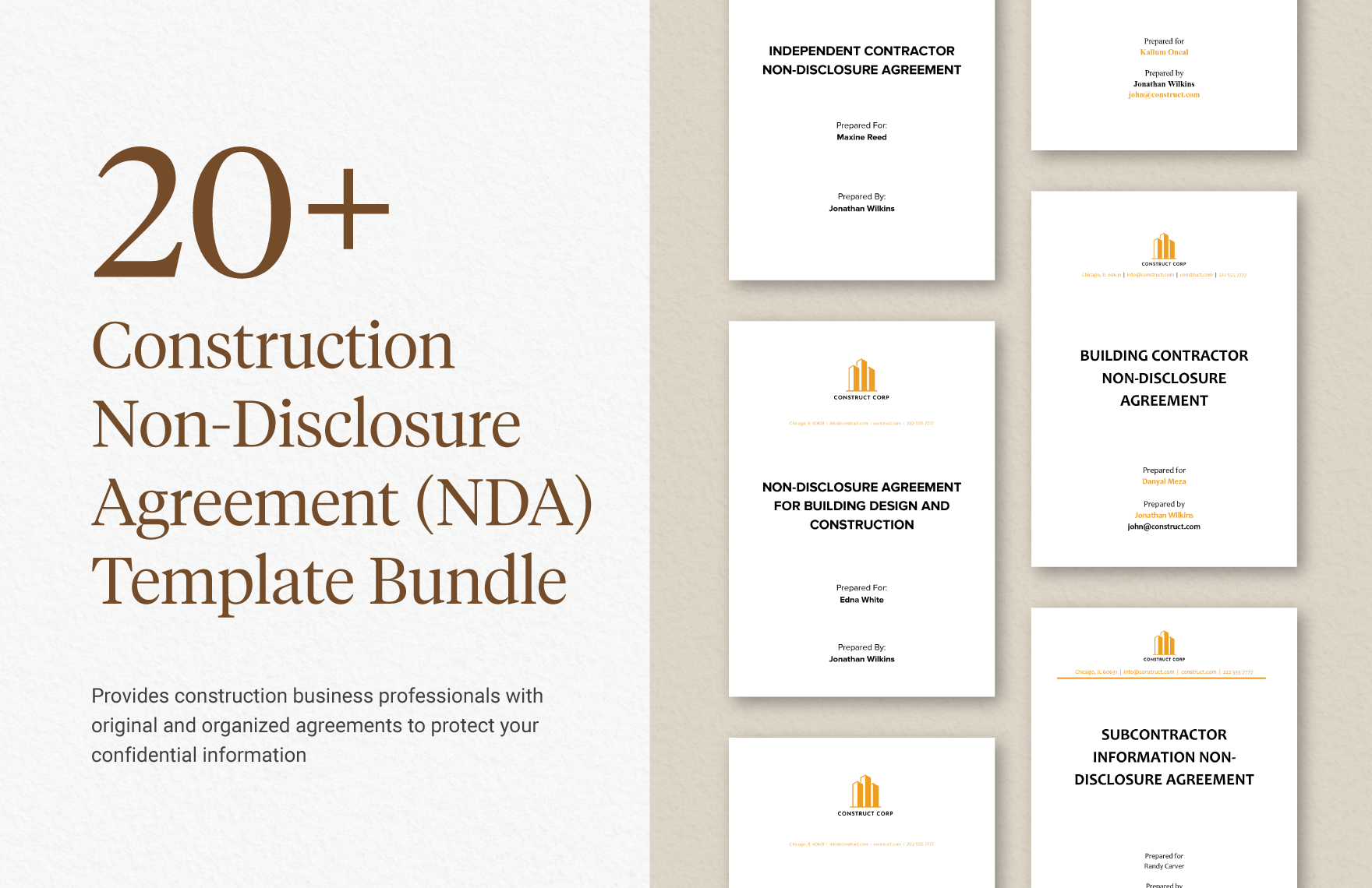 20+ Construction Non-Disclosure Agreement (NDA) Template Bundle