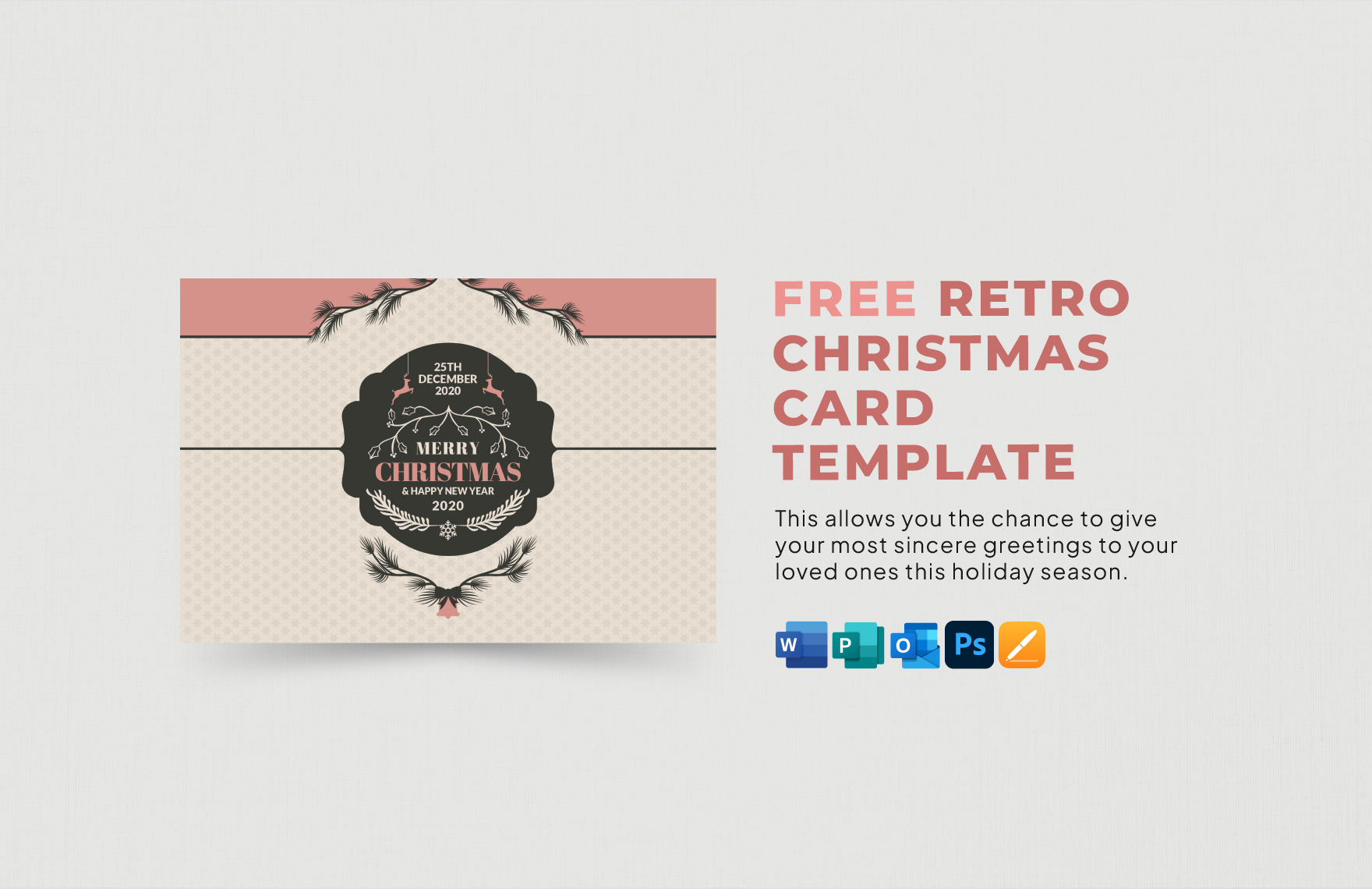 Retro Style Christmas Card Template in Publisher, PSD, Word, Pages, Outlook - Download | Template.net
