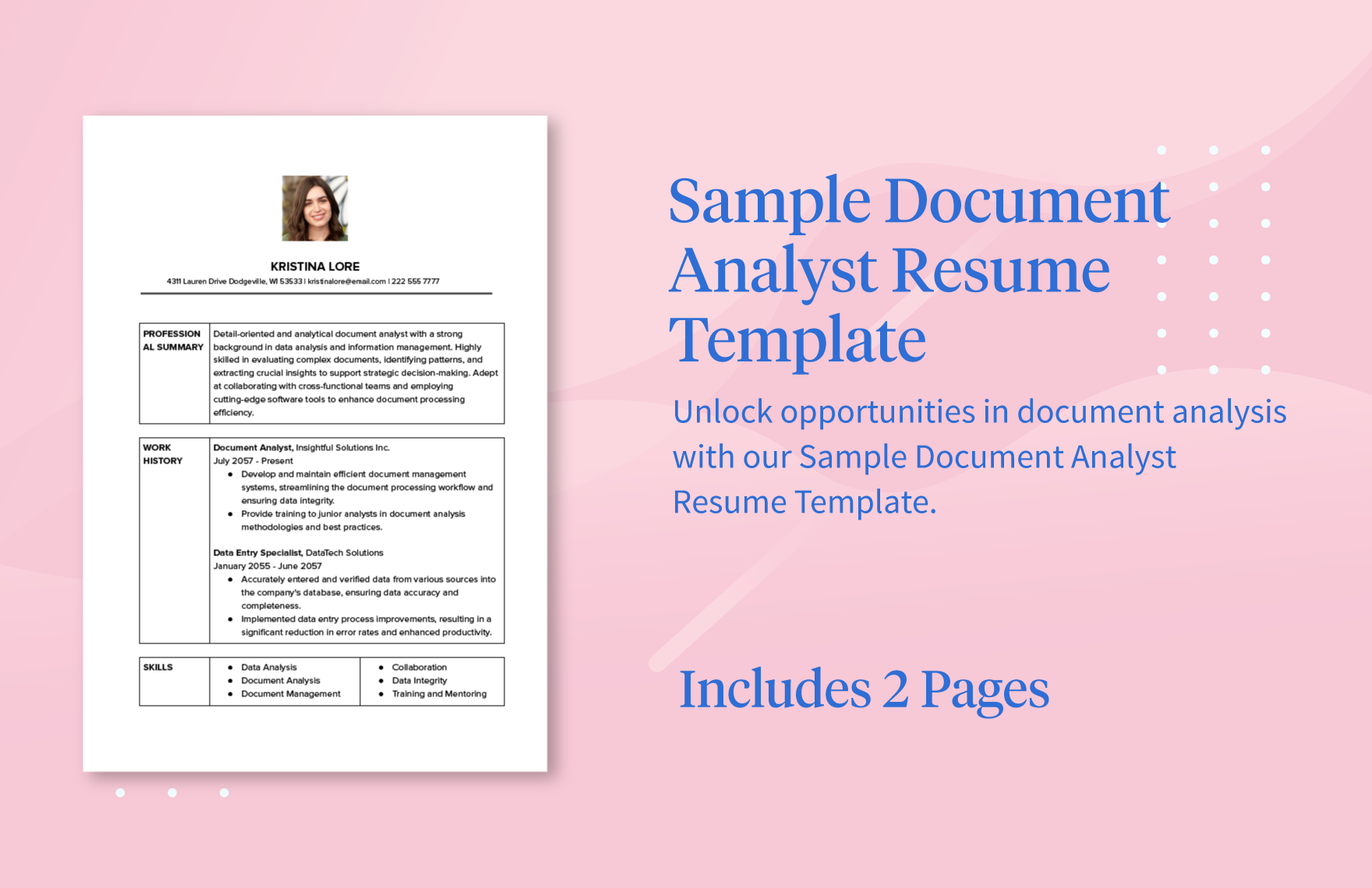 Sample Document Analyst Resume Template
