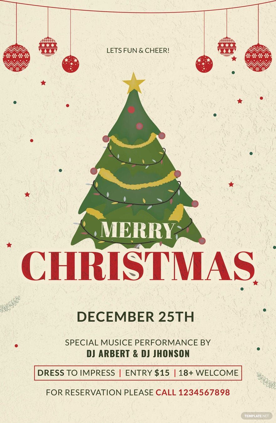 Simple Christmas Poster Template in PSD, Pages - Download | Template.net
