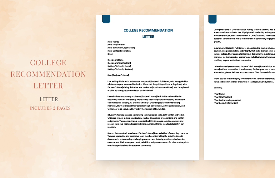 College recommendation letter
