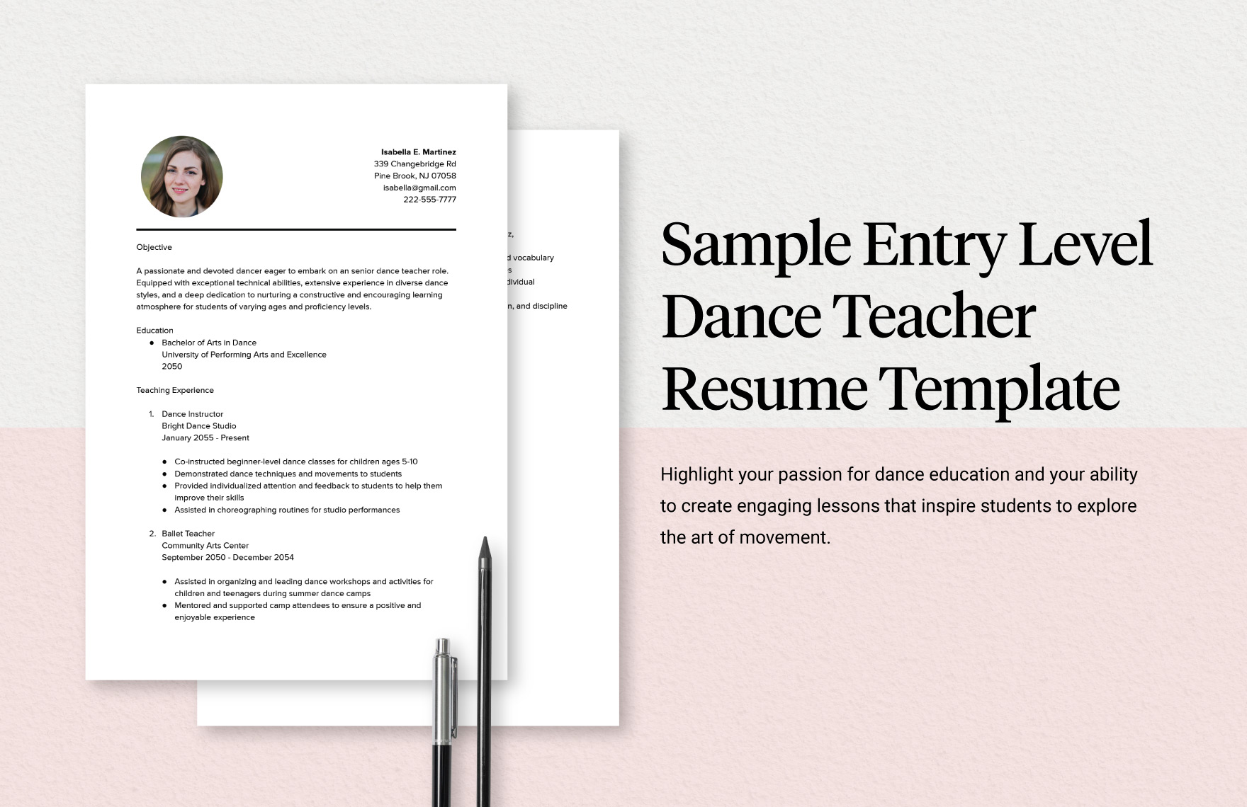 Sample Entry Level Dance Teacher Resume Template