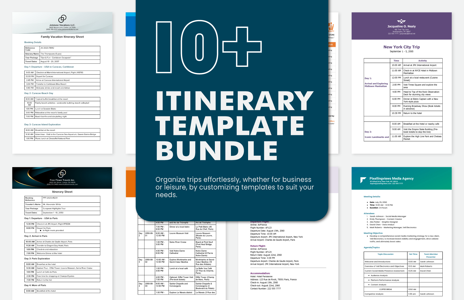 10+ Ultimate Itinerary Template Bundle