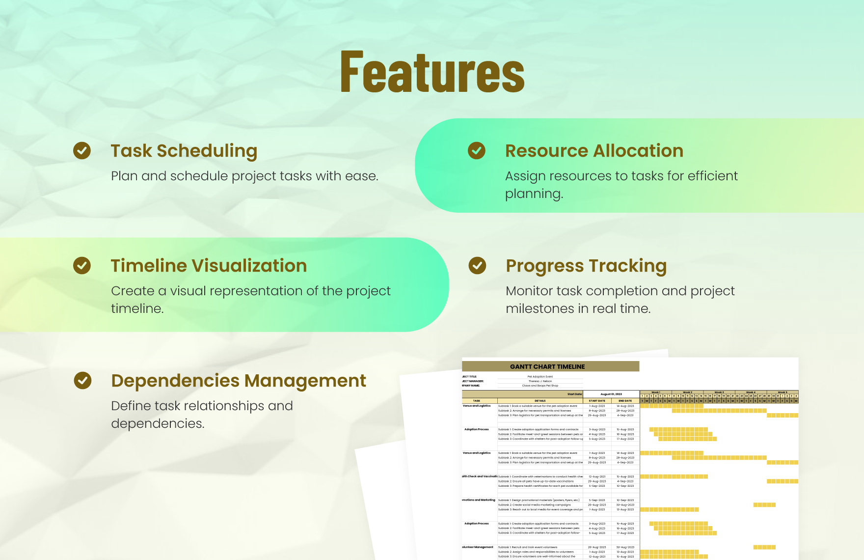 Gantt Chart Timeline Template