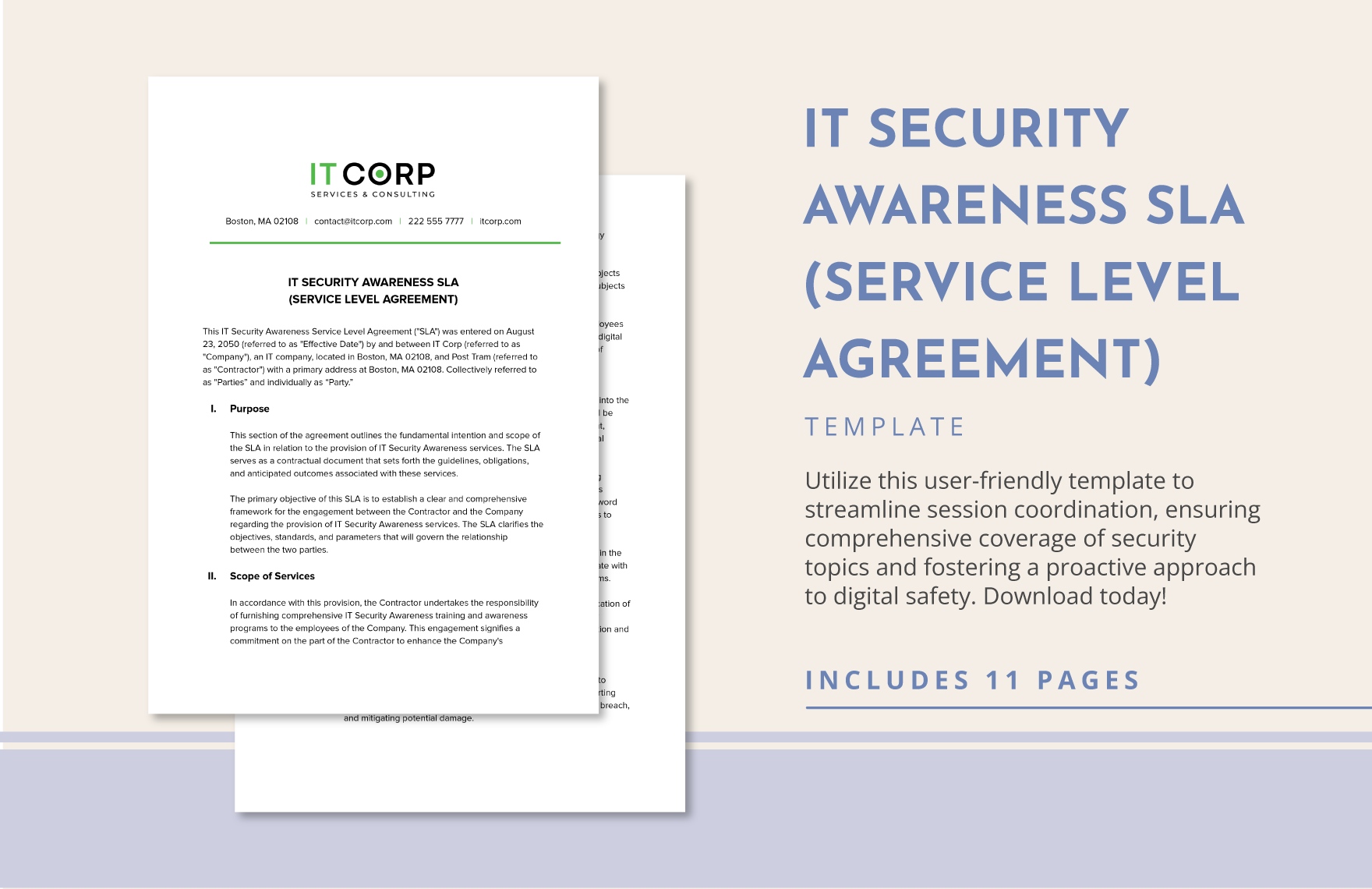 IT Security Awareness SLA (Service Level Agreement) Template