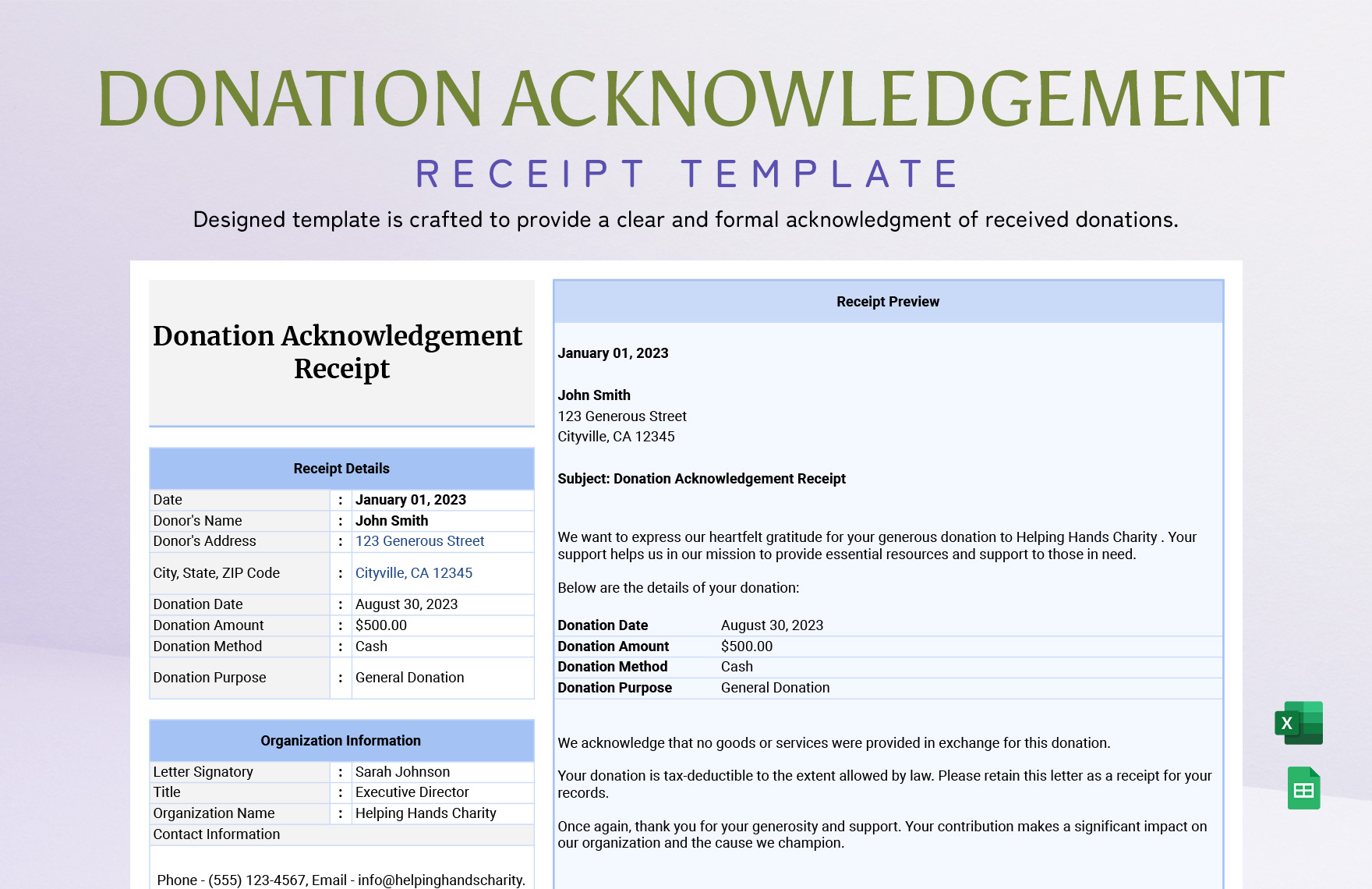 Donation Acknowledgment Receipt Template