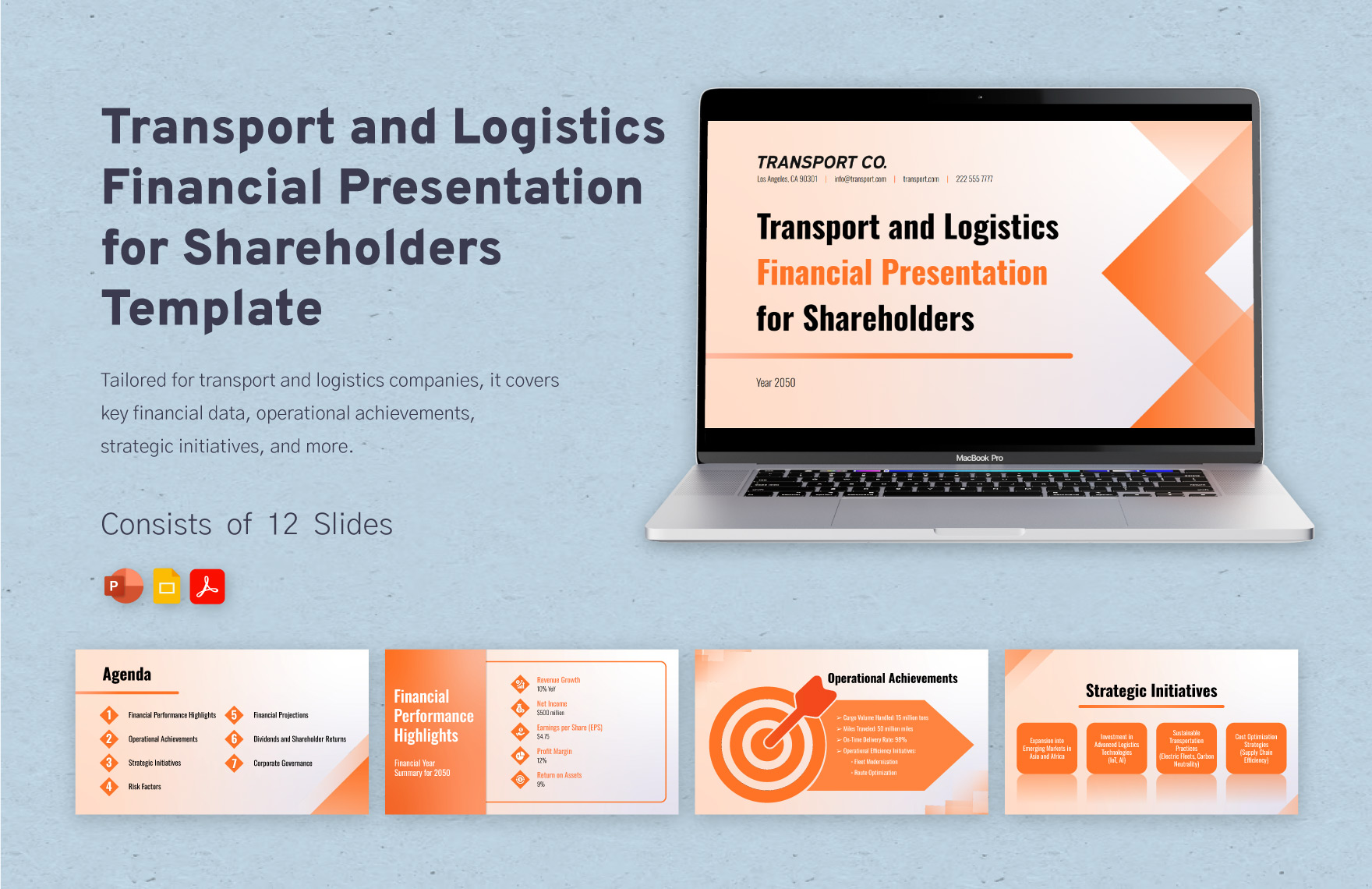 Transport and Logistics Financial Presentation for Shareholders Template