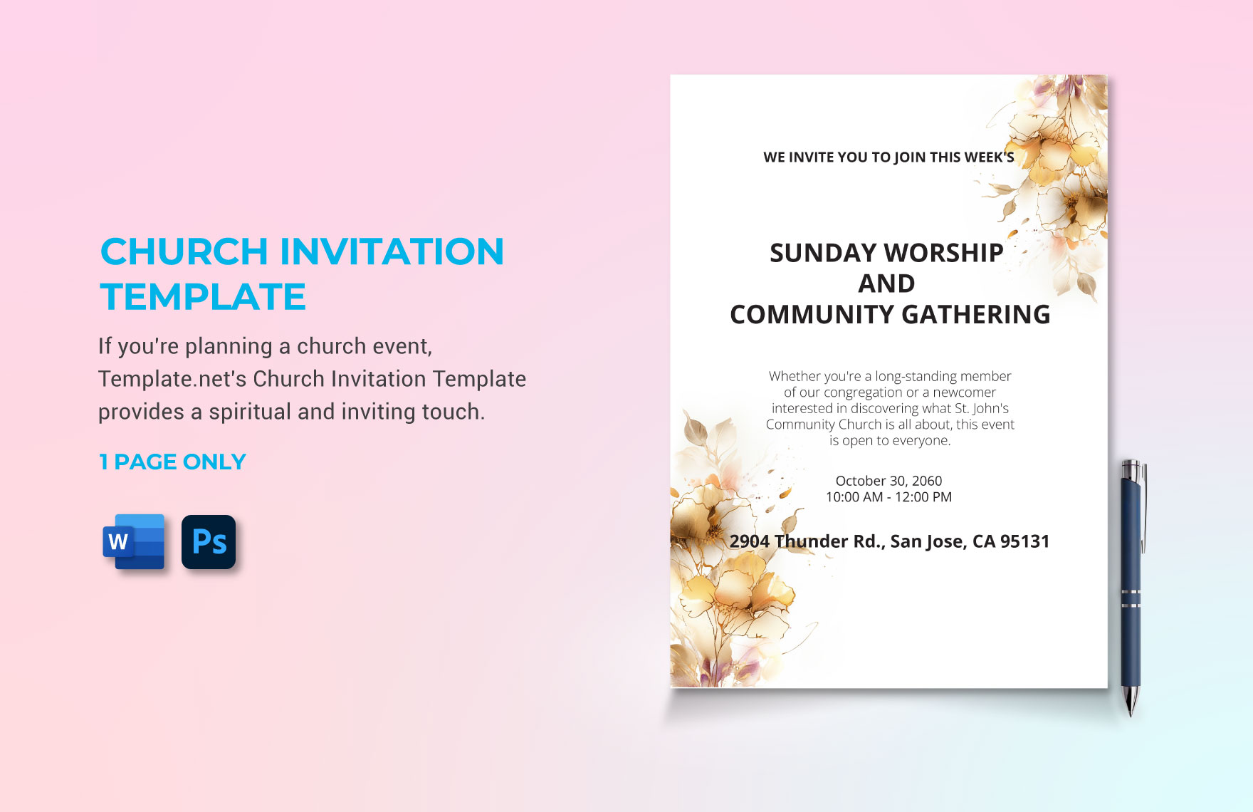 Church Invitation Template in Word, PSD - Download | Template.net