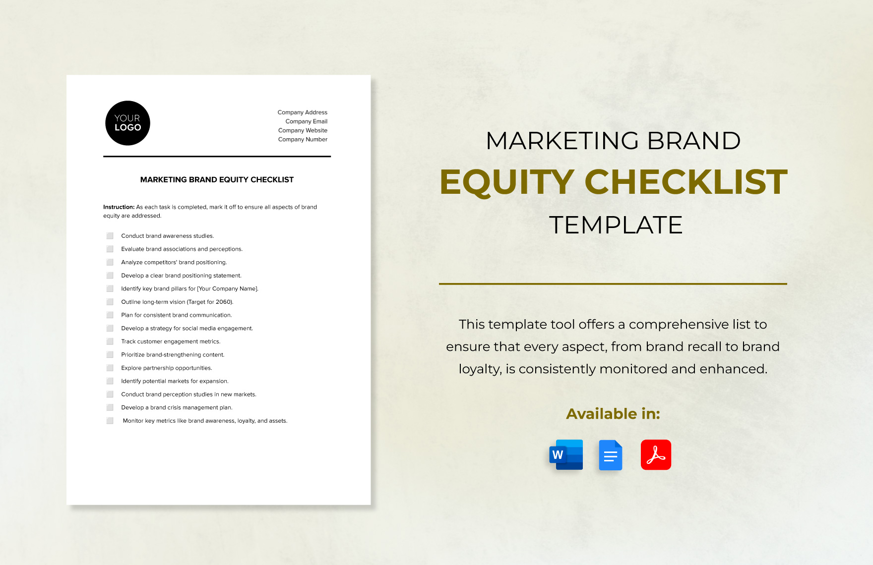 Marketing Brand Equity Checklist Template