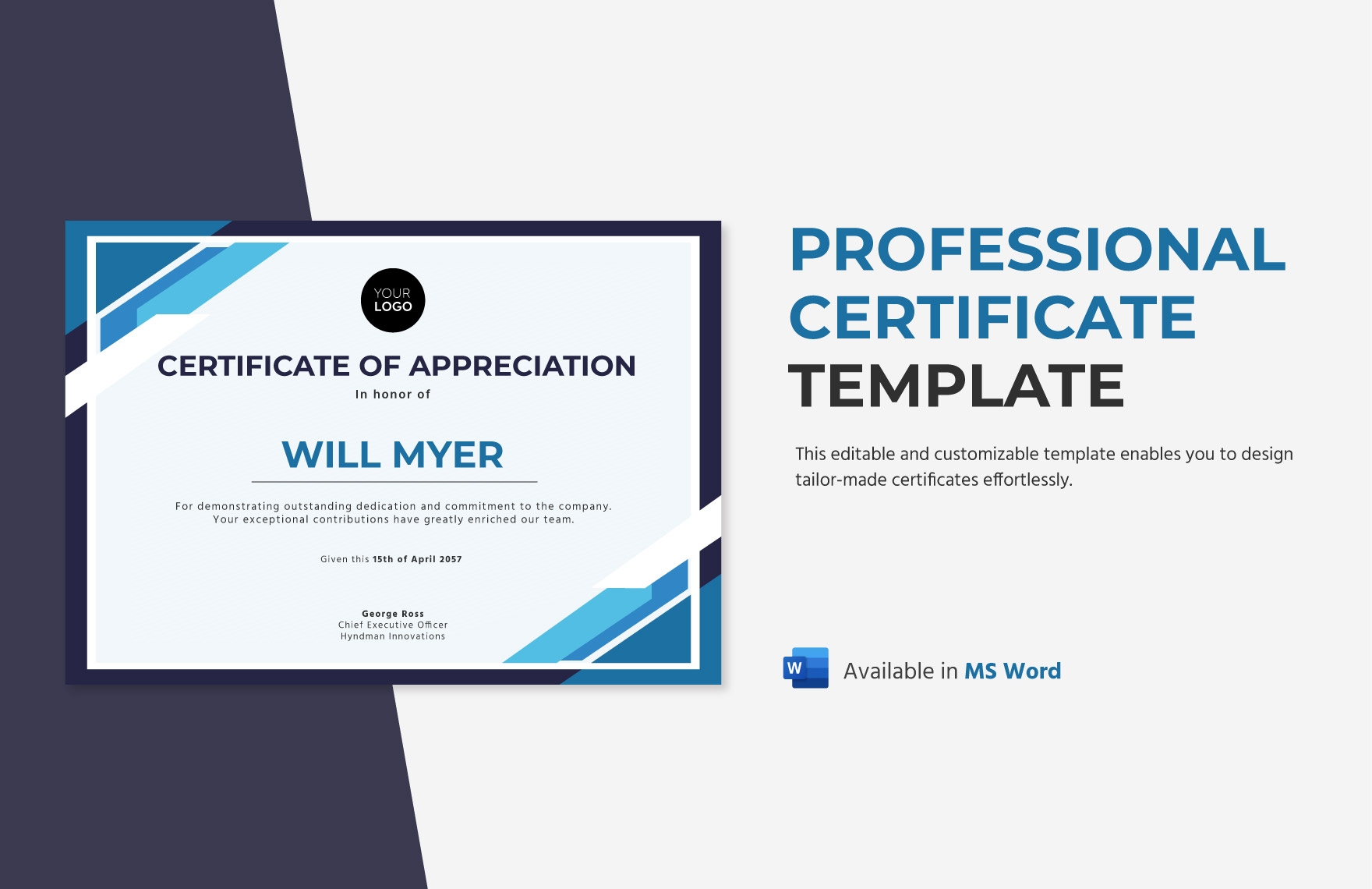 Professional Certificate Template in Word, Pages - Download | Template.net