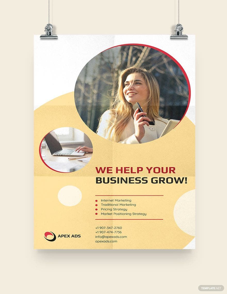 Advertising Consultant Poster Template in Pages, Illustrator, Publisher, InDesign, Word, PSD - Download | Template.net
