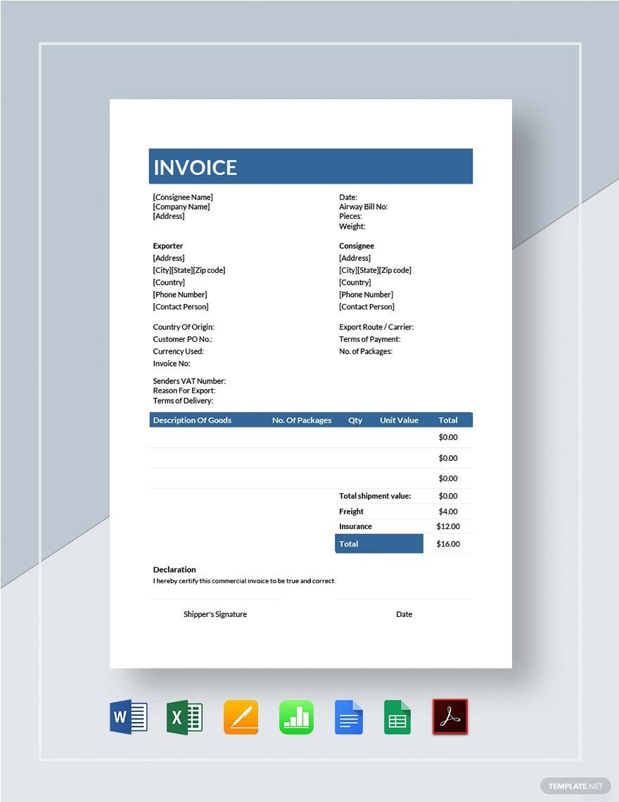Blank Commercial Invoice