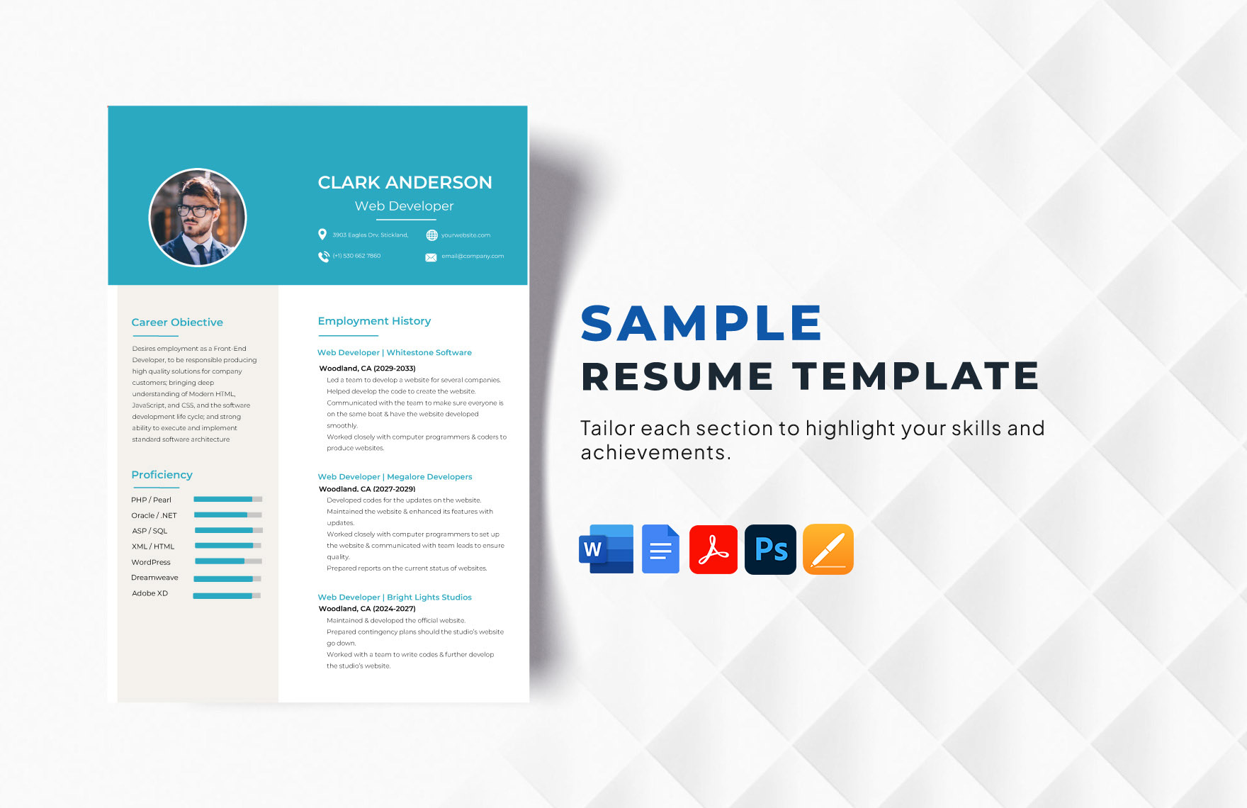 Sample Resume Template in Photoshop, Pages, Word, PDF - Download | Template.net