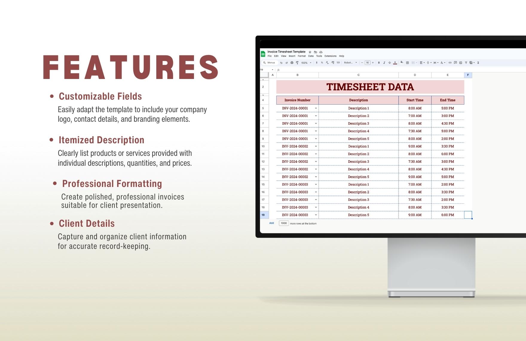 Invoice Timesheet Template