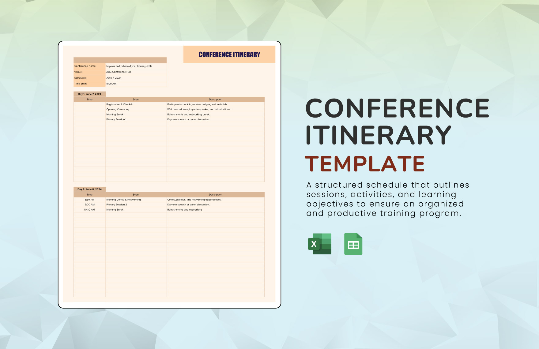 Conference Itinerary Template