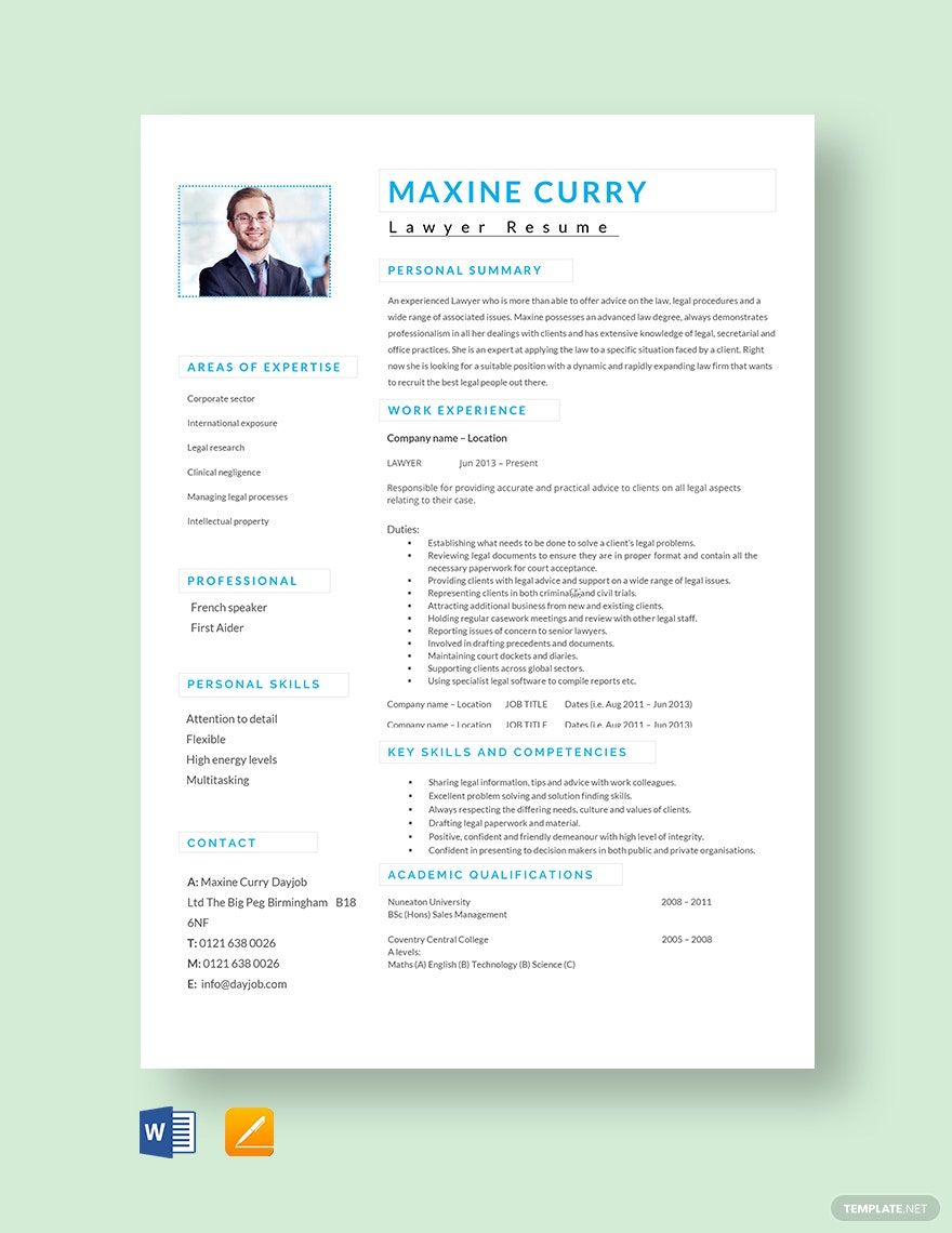 Experienced Lawyer Resume