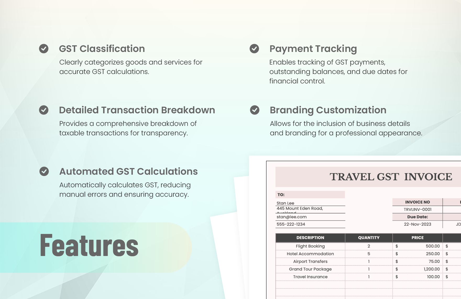 Travel GST Invoice Template
