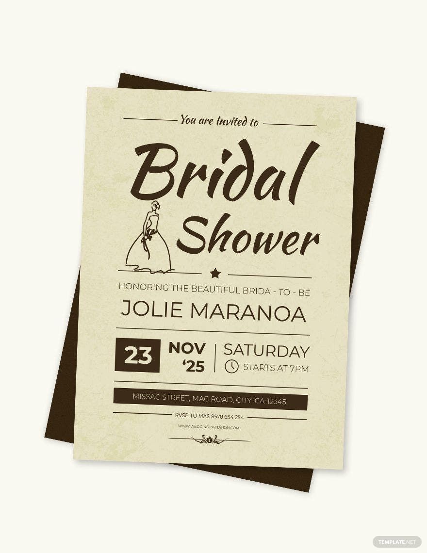 Vintage Bridal Shower Invitation Card Template