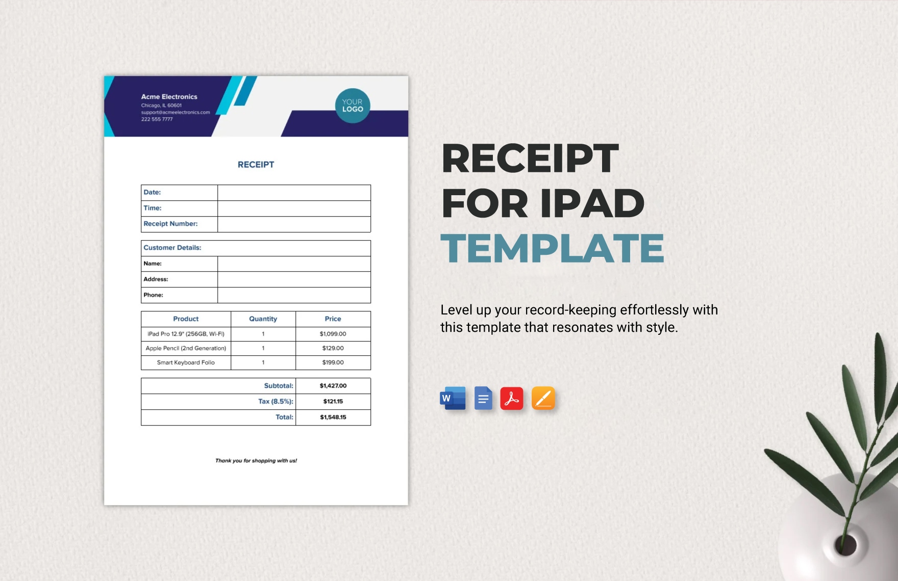Receipt for iPad Template in Word, PDF, Google Docs, Pages - Download | Template.net