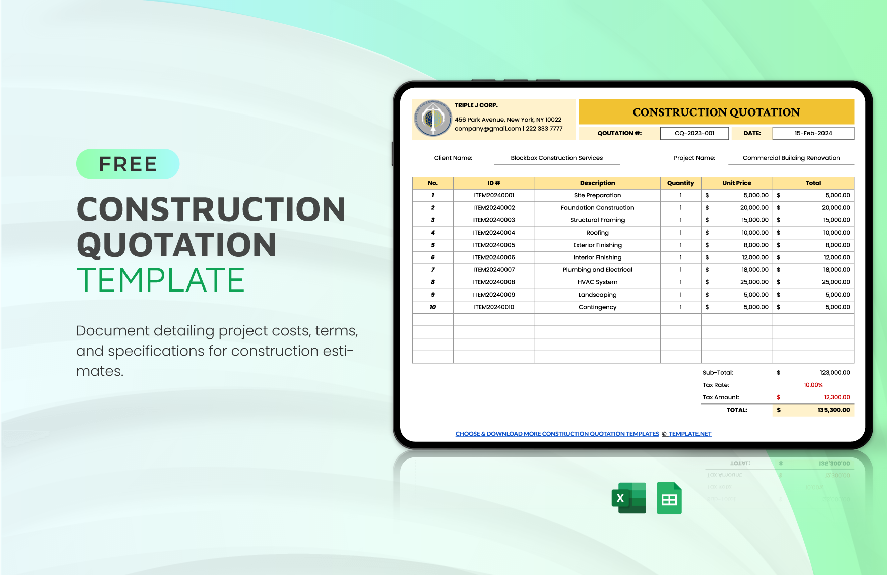 Construction Quotation Template