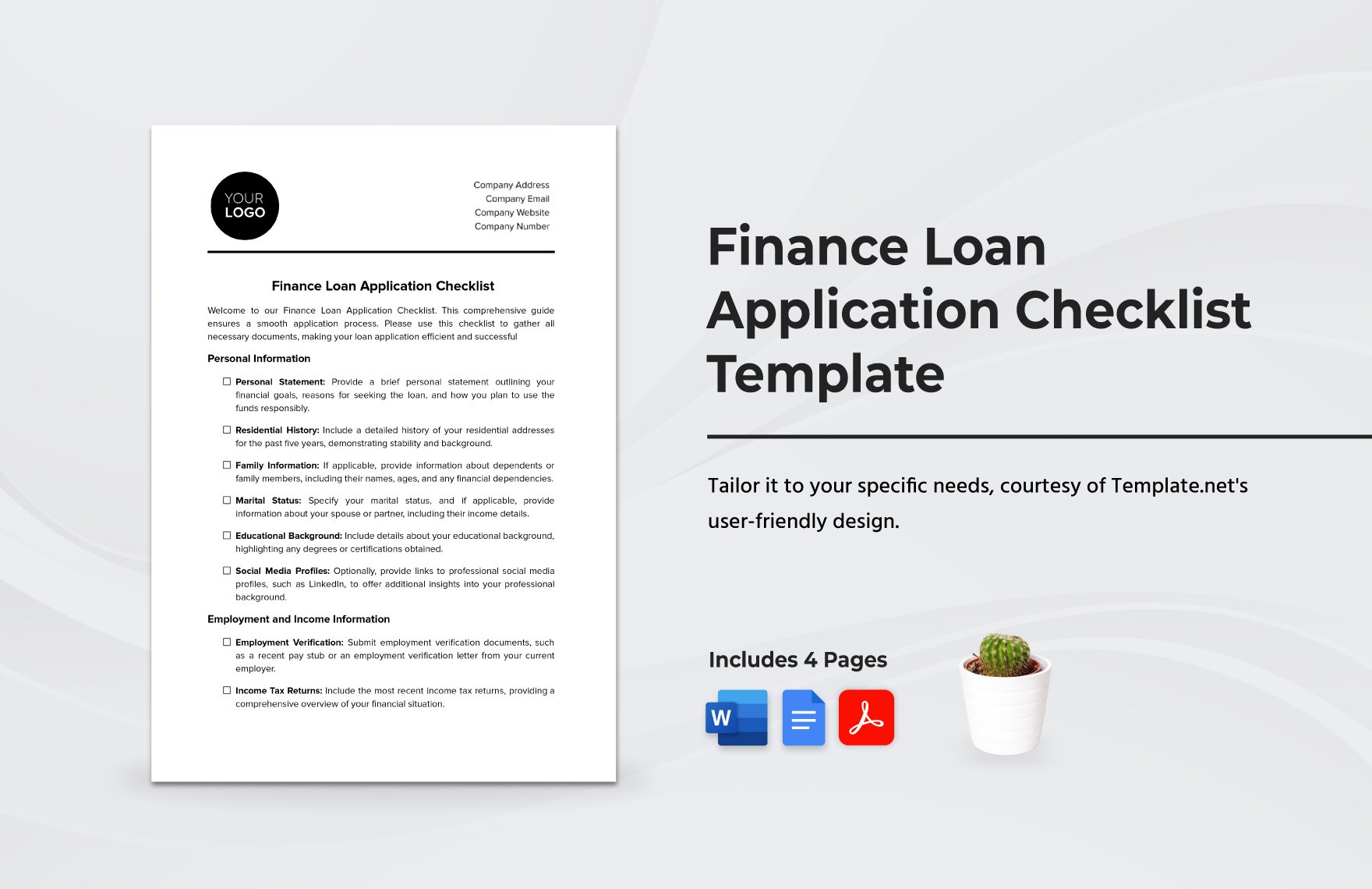 Finance Loan Application Checklist Template