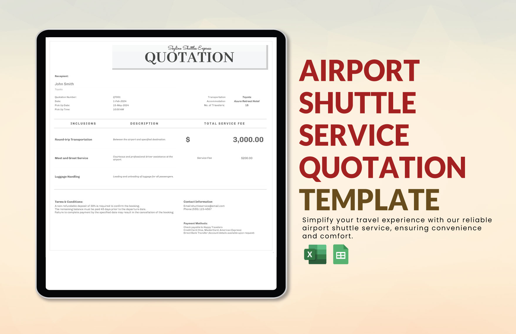Airport Shuttle Service Quotation Template