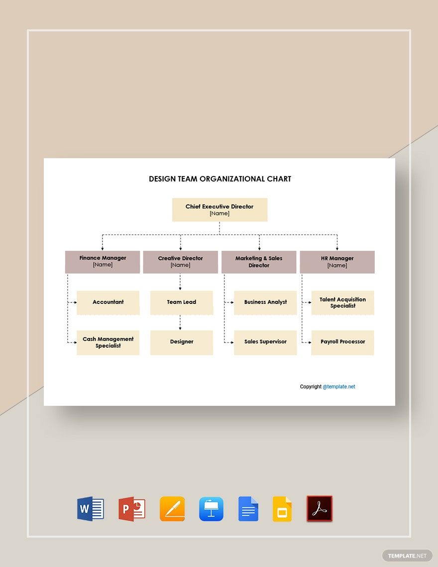 Design Team Organizational Chart Template in Pages, PDF, Apple Keynote, PowerPoint, Word, Google Docs, Google Slides - Download | Template.net