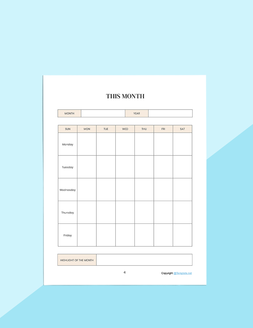 Sample Family Planner Template