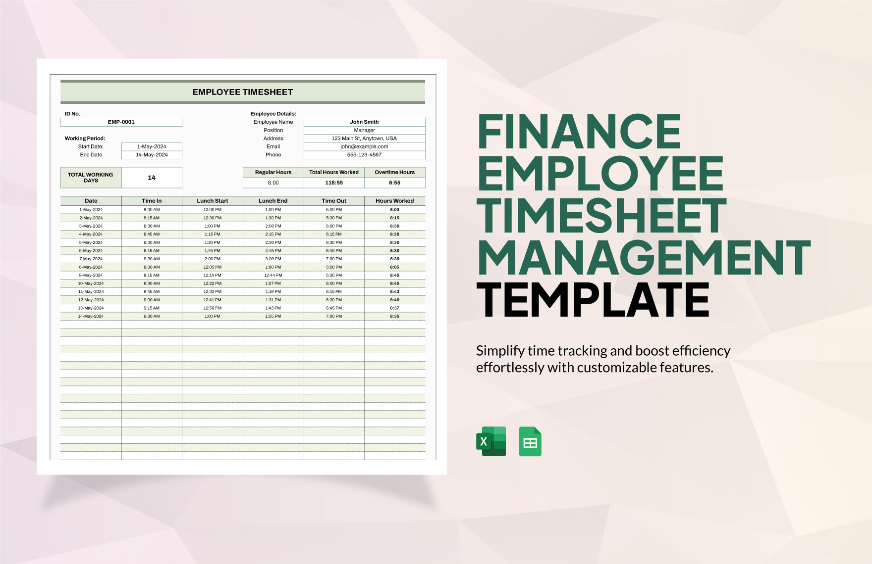 Finance Employee Timesheet Management Template