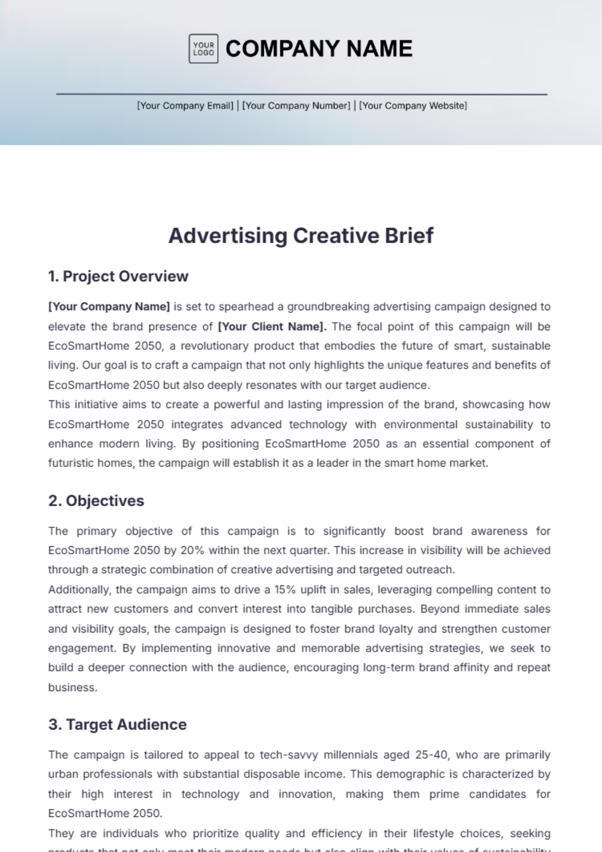 Free Advertising Creative Brief Template to Edit Online