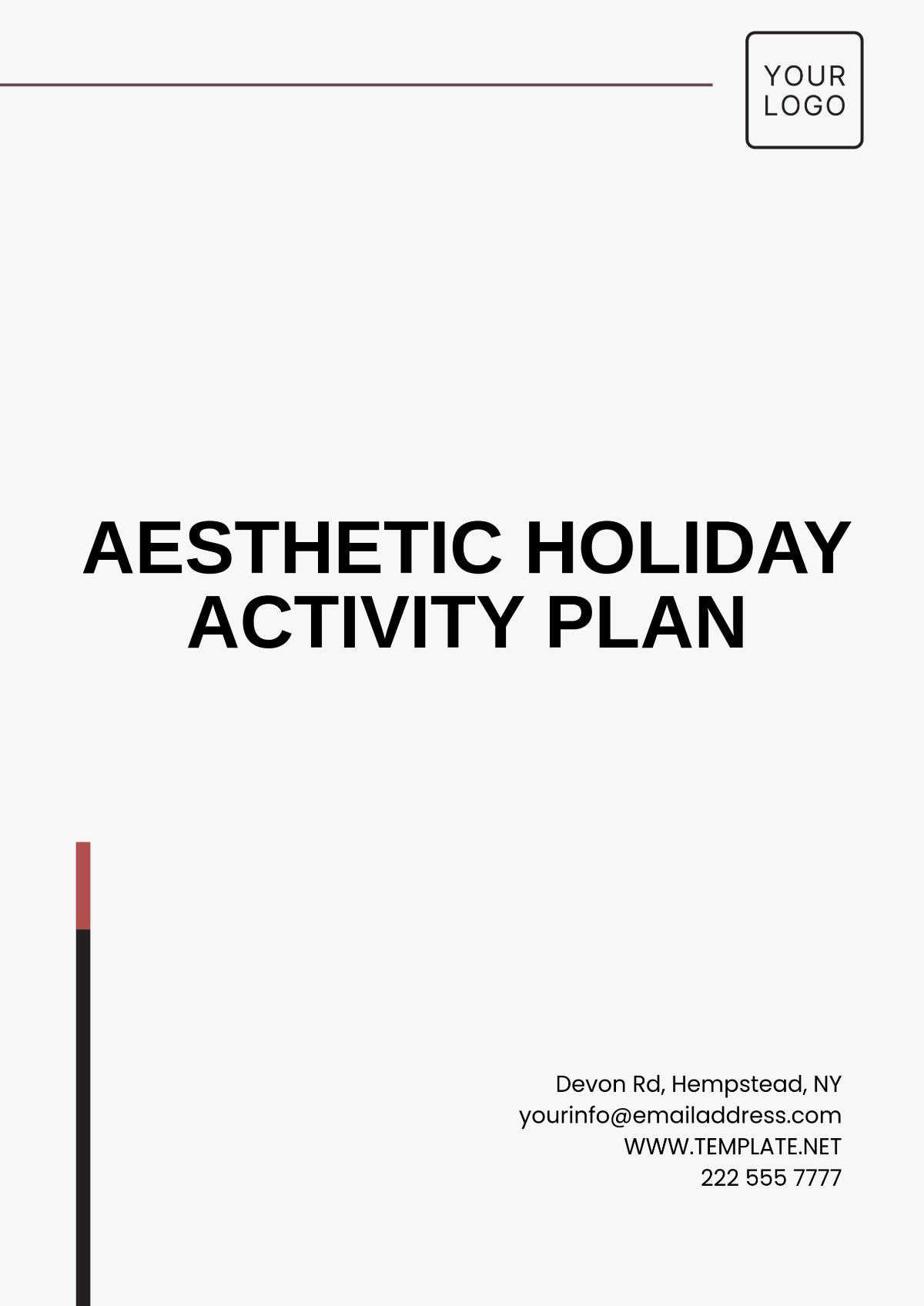 Free Aesthetic Holiday Activity Plan Template to Edit Online