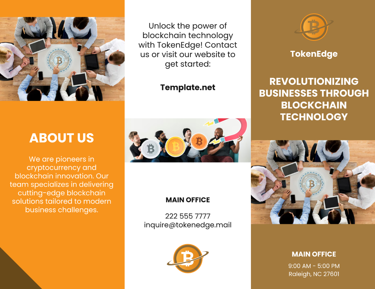 Free Cryptocurrency Blockchain Brochure Template to Edit Online