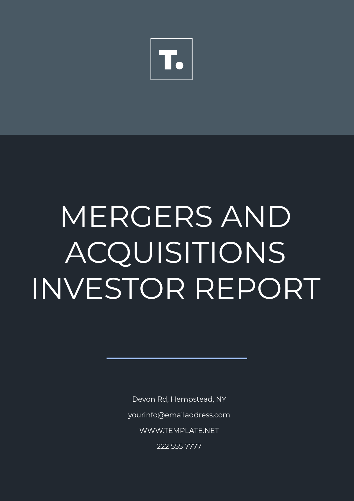 Free Mergers and Acquisitions Investor Report Template to Edit Online