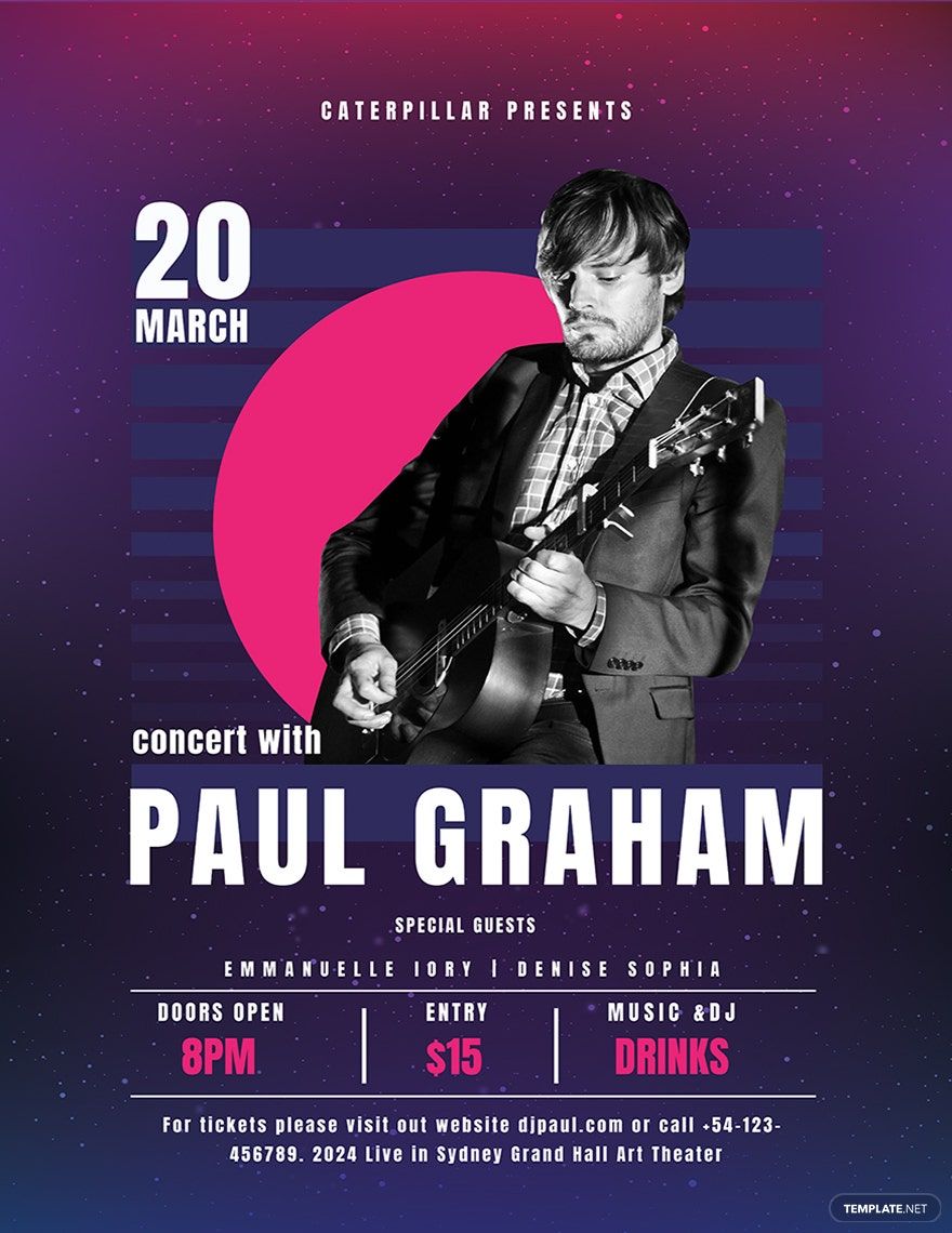 Concert Event Poster Template in Illustrator, PSD, Word, Google Docs, Publisher, Pages - Download | Template.net