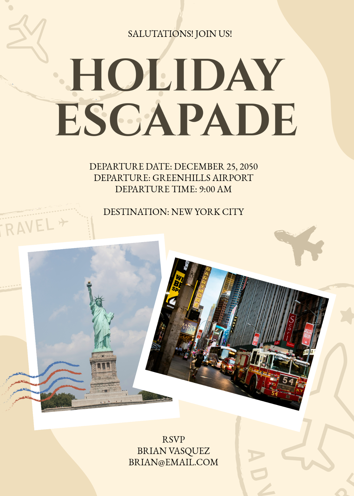 Holiday Travel Invitation Template - Edit Online & Download