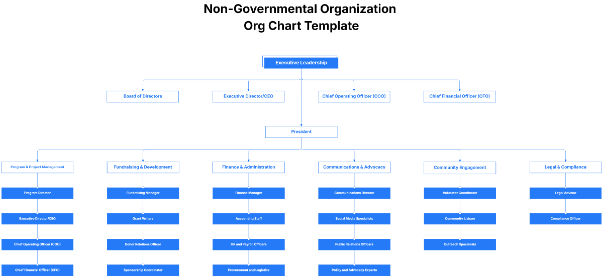 Free Non-Governmental Organization Org Chart Template