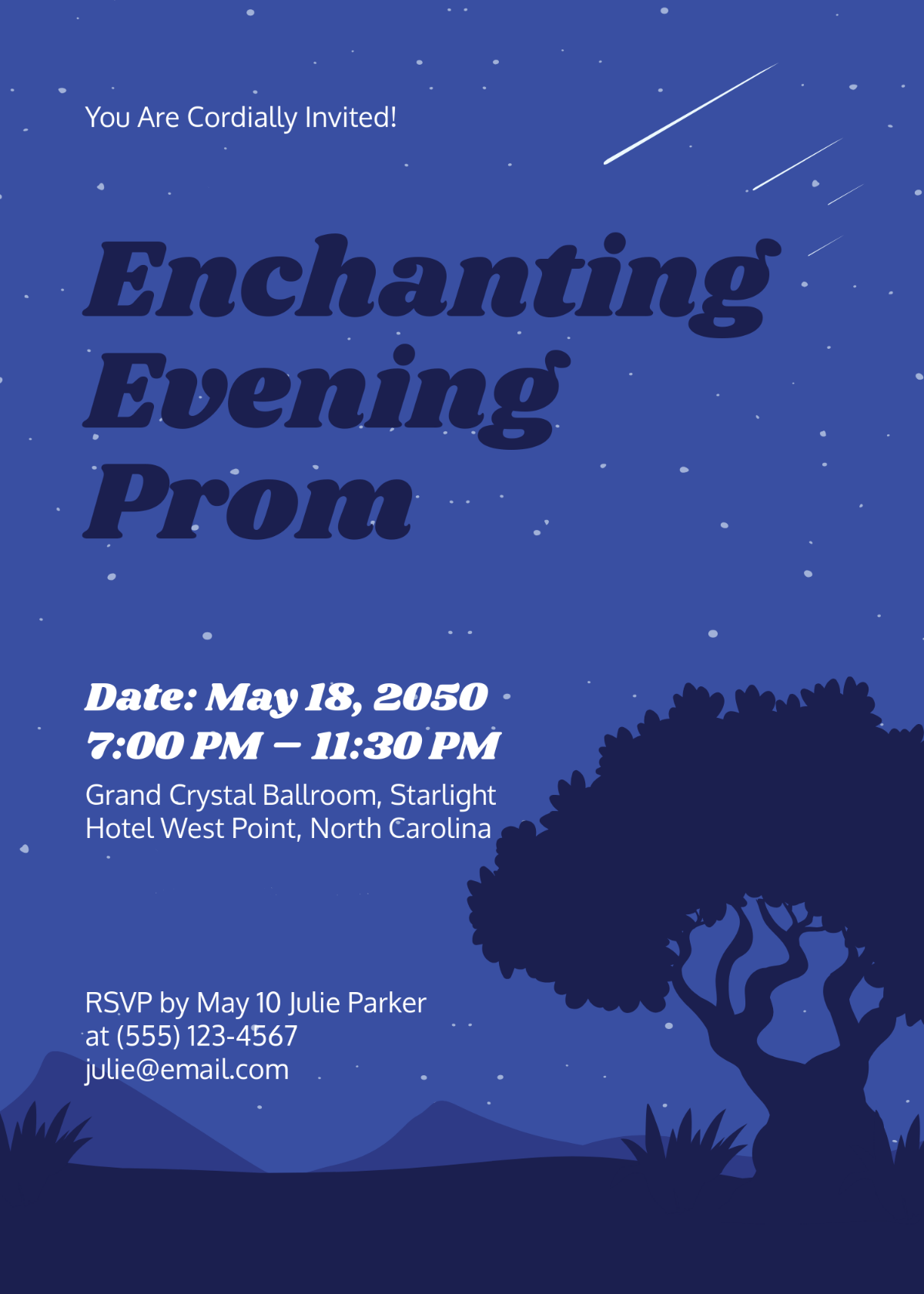 Free Enchanting Evening Prom Invitation Template