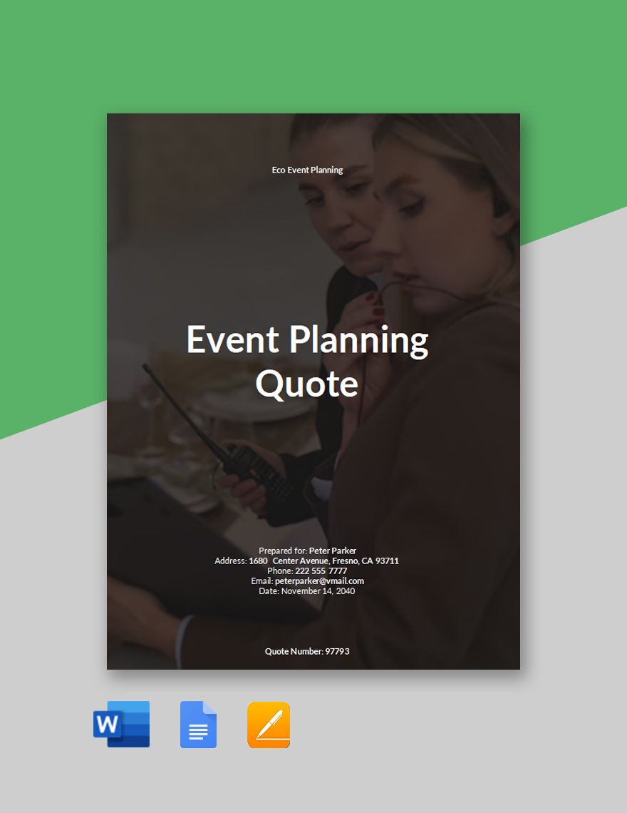 Sample Event Planning Quotation Template
