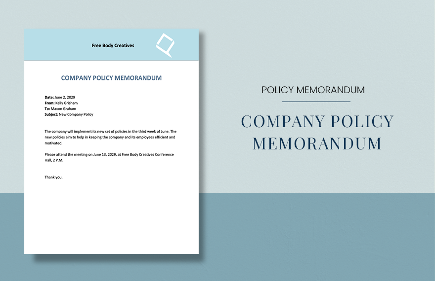 Company Policy Memo Template in Word, Pages, Google Docs - Download | Template.net