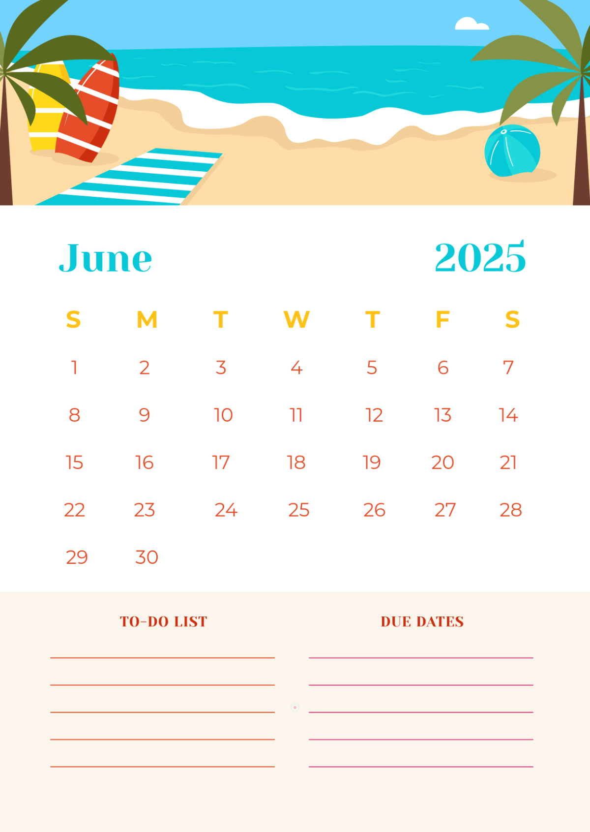 Free Employee Summer Calendar Template