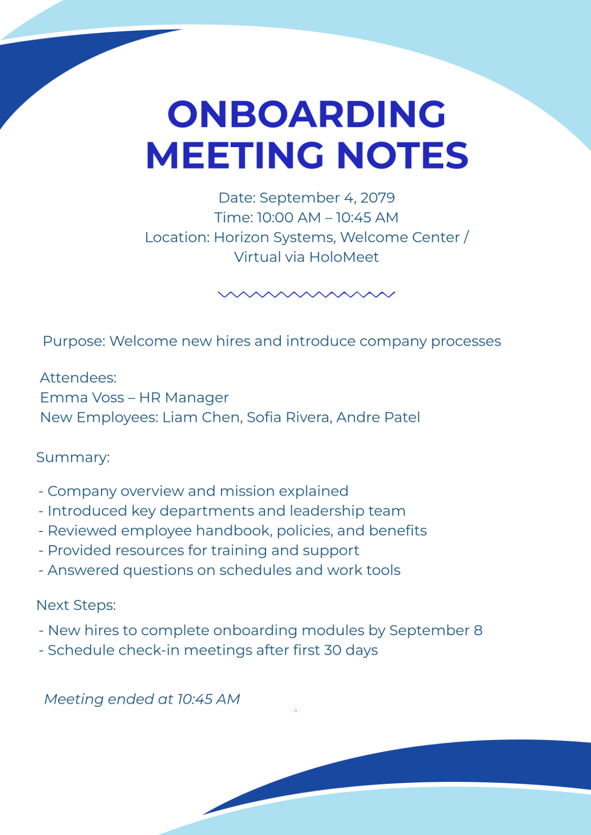 Onboarding Meeting Template