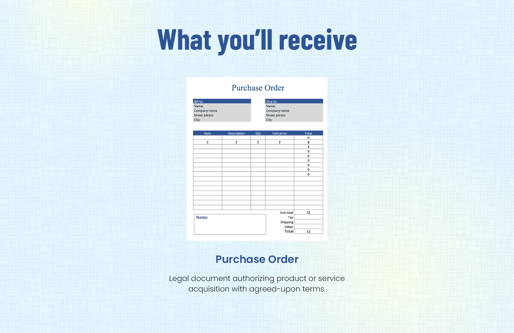 Purchase Order Form Template
