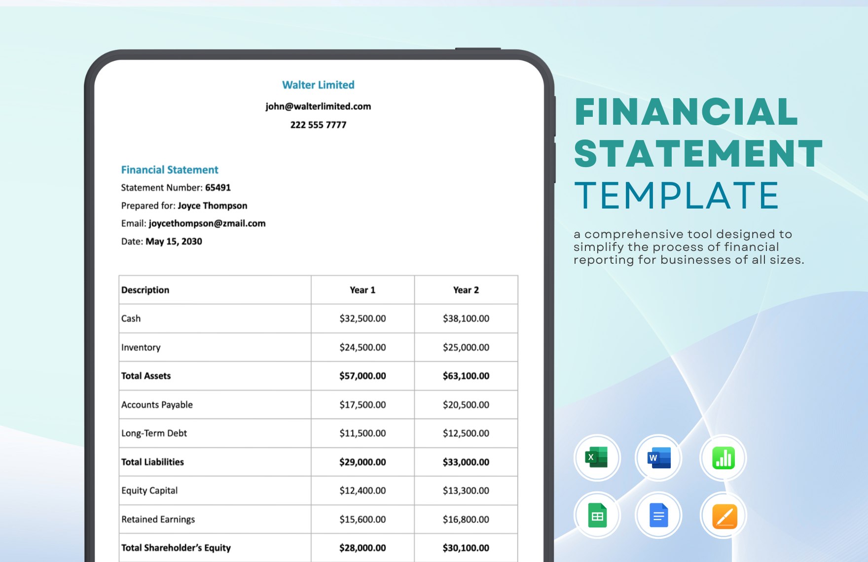 Financial Statement Template in Excel, Word, Google Docs, Google Sheets, Apple Numbers, Apple Pages - Download | Template.net