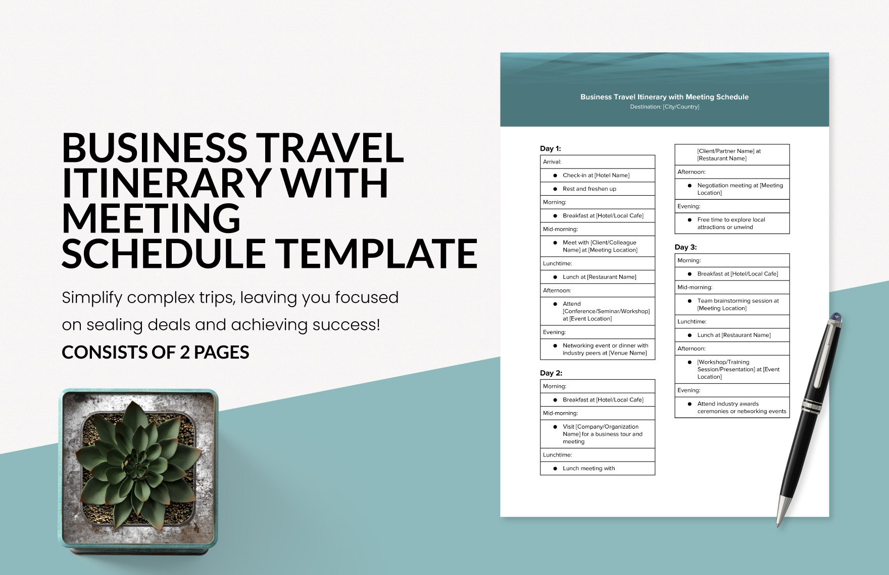 Business Travel Itinerary with Meeting Schedule Template in Word, PDF, Google Docs, Pages - Download | Template.net