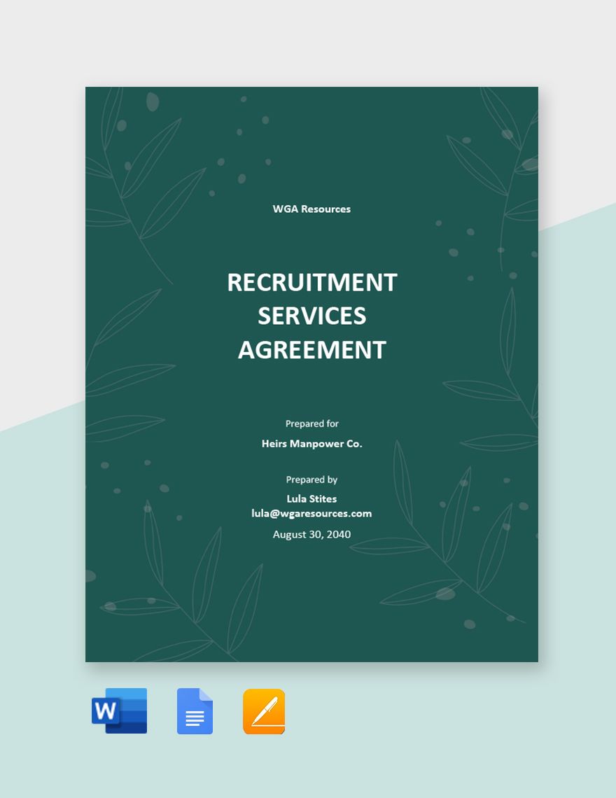 Recruitment Services Agreement Template in Word, Google Docs, Pages - Download | Template.net