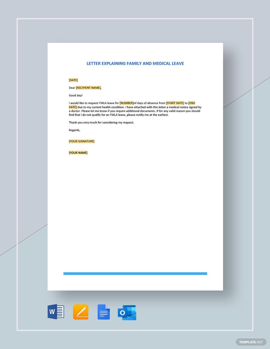 Letter Explaining Family and Medical Leave in Google Docs, Word, Pages, Outlook, PDF - Download | Template.net