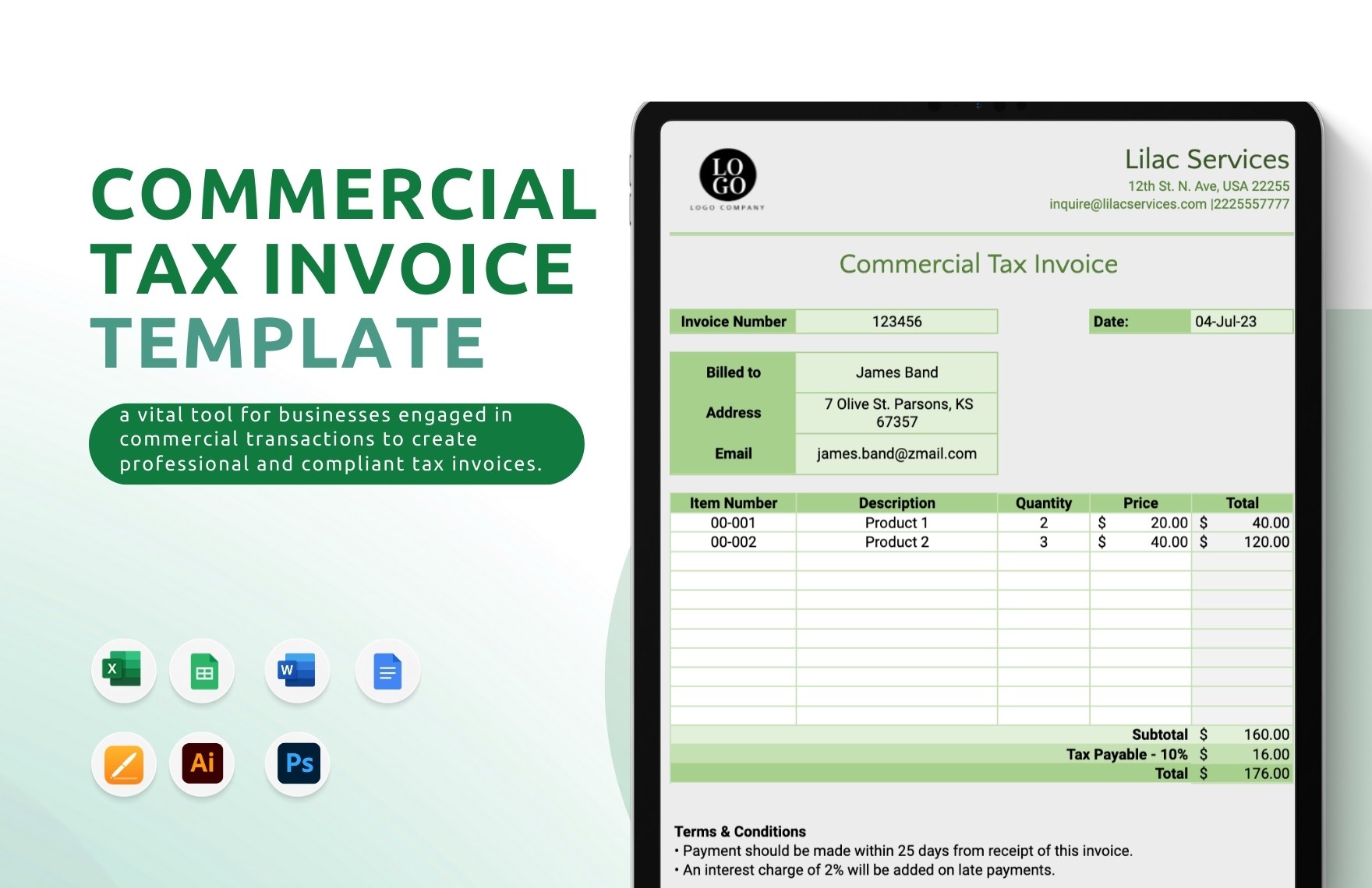 Commercial Tax Invoice Template