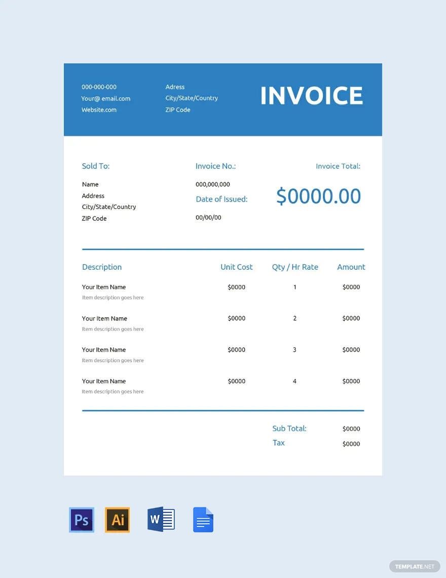 Generic Commercial Invoice Template